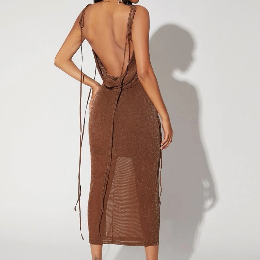 SHEIN BAE Tied Shoulder Backless Glitter Dress size XS